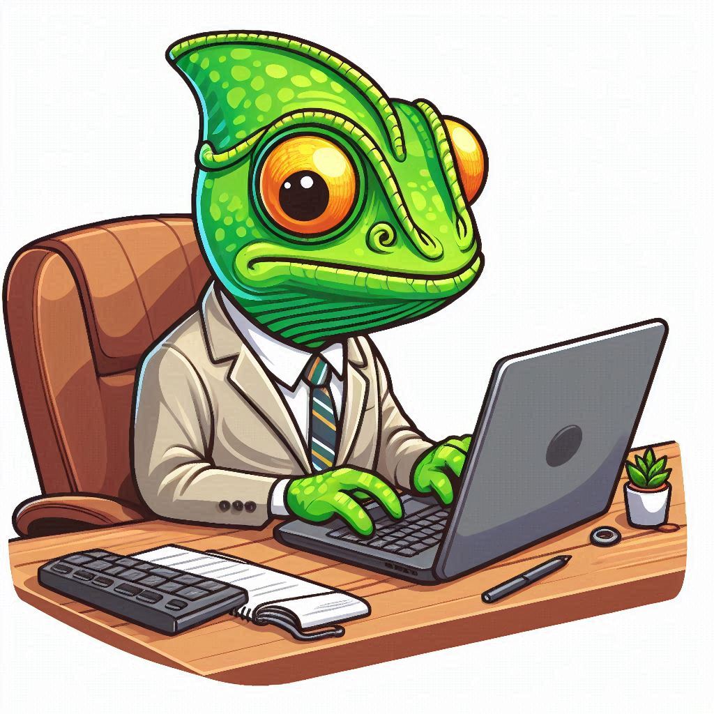 chameleon on a laptop