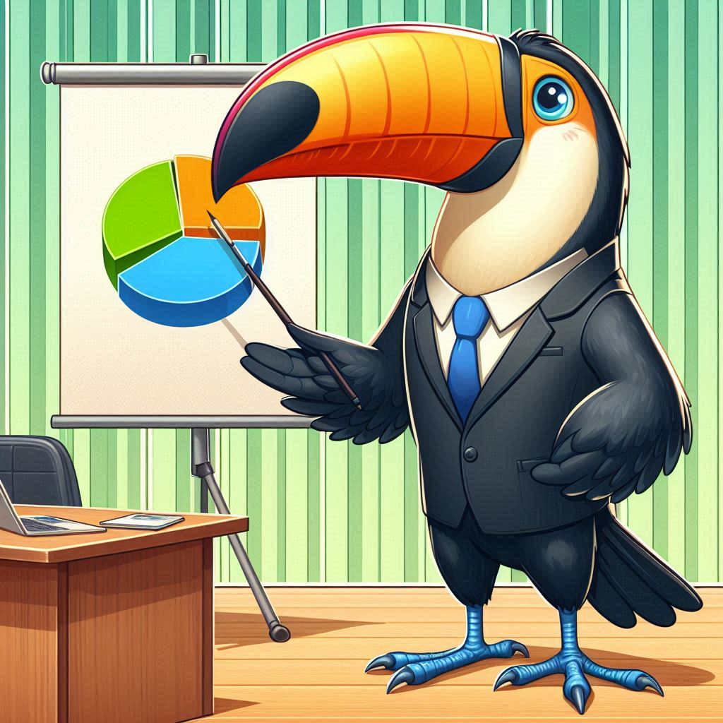 toucan with a pie chart